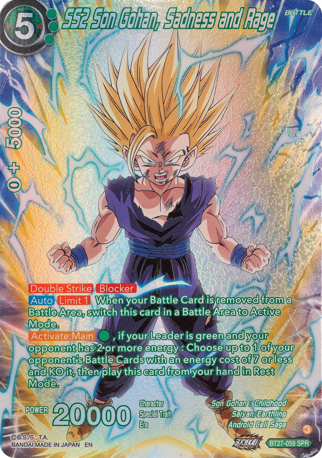 SS2 Son Gohan, Sadness and Rage (SPR) (BT27-059) [History of Z] | The Time Vault CA