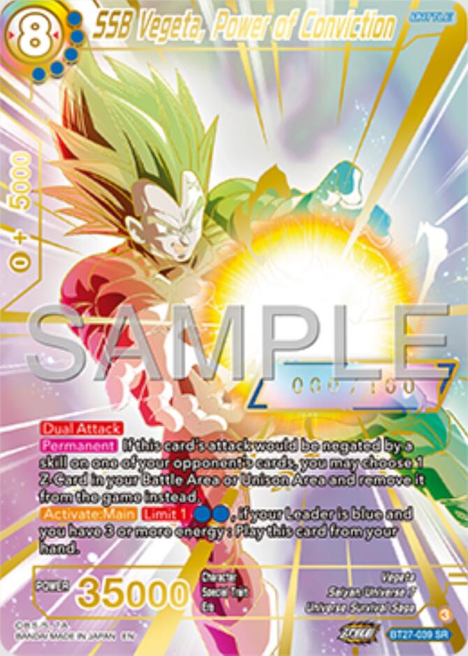 SSB Vegeta, Power of Conviction (Serial Numbered) (BT27-039) [History of Z] | The Time Vault CA