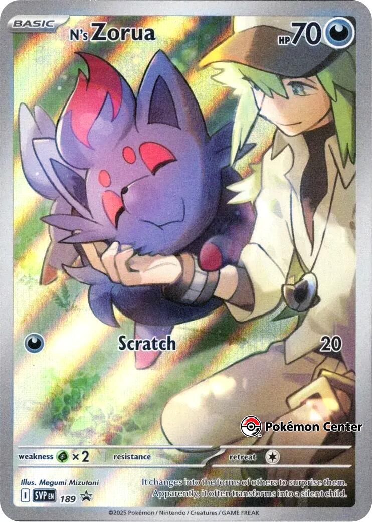 N's Zorua (SVP189) (Pokemon Center Exclusive) [Scarlet & Violet: Black Star Promos] | The Time Vault CA