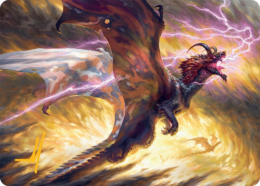 Stormscale Scion Art Card (17/54) (Gold-Stamped Signature) [Tarkir: Dragonstorm Art Series] | The Time Vault CA