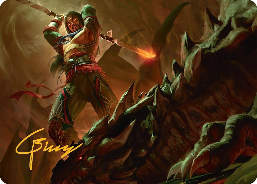 Sarkhan's Resolve Art Card (18/54) (Gold-Stamped Signature) [Tarkir: Dragonstorm Art Series] | The Time Vault CA