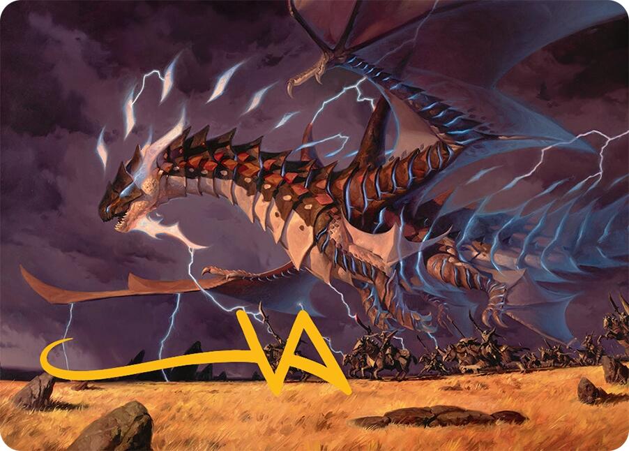 Neriv, Heart of the Storm Art Card (25/54) (Gold-Stamped Signature) [Tarkir: Dragonstorm Art Series] | The Time Vault CA