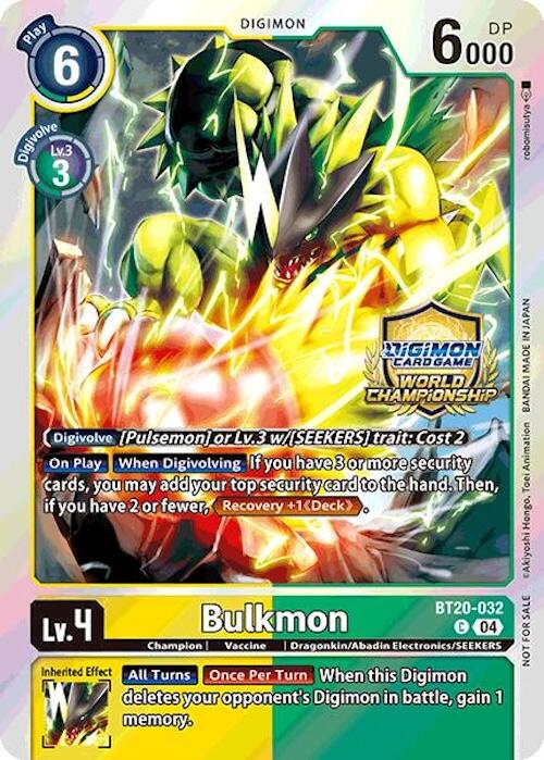 Bulkmon [BT20-032] (Regionals 25-26 Champion Card Set Season 1) [Release Special Booster Ver.2.5 Promos] | The Time Vault CA