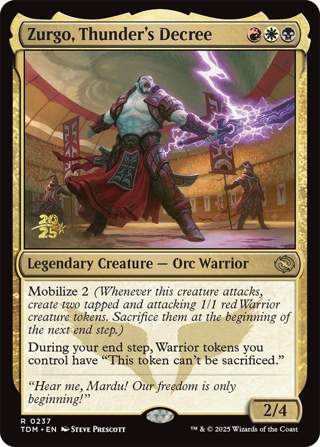 Zurgo, Thunder's Decree [Tarkir: Dragonstorm Prerelease Promos] | The Time Vault CA