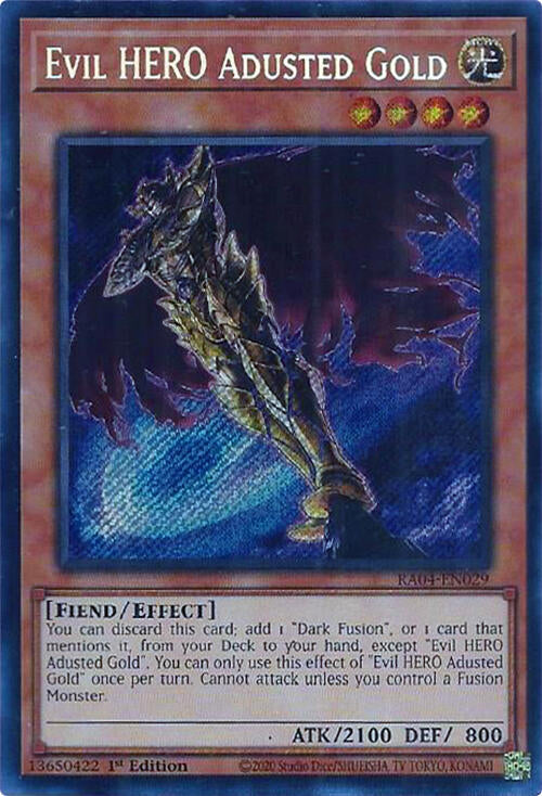 Evil HERO Adusted Gold [RA04-EN029] Secret Rare | The Time Vault CA