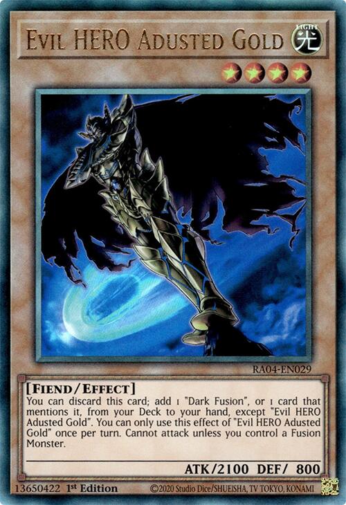 Evil HERO Adusted Gold [RA04-EN029] Prismatic Ultimate Rare | The Time Vault CA