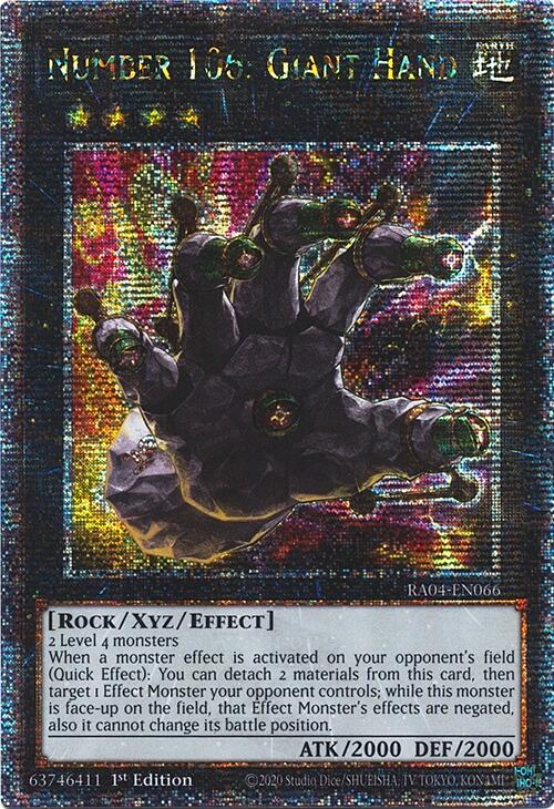 Number 106: Giant Hand [RA04-EN066] Quarter Century Secret Rare | The Time Vault CA