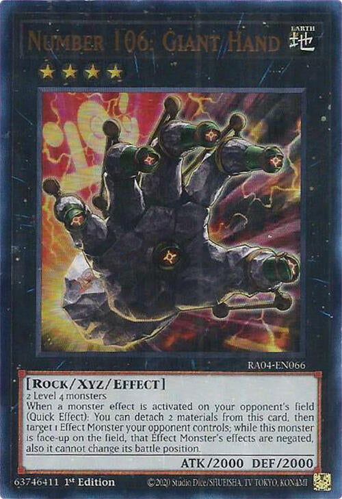 Number 106: Giant Hand [RA04-EN066] Ultra Rare | The Time Vault CA