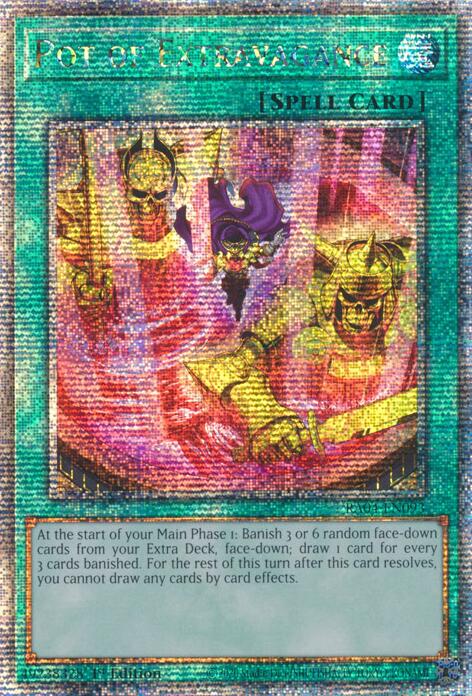 Pot of Extravagance (New Art) [RA04-EN093] Quarter Century Secret Rare | The Time Vault CA