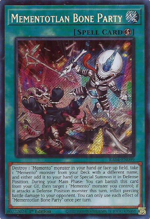 Mementotlan Bone Party [RA04-EN099] Secret Rare | The Time Vault CA