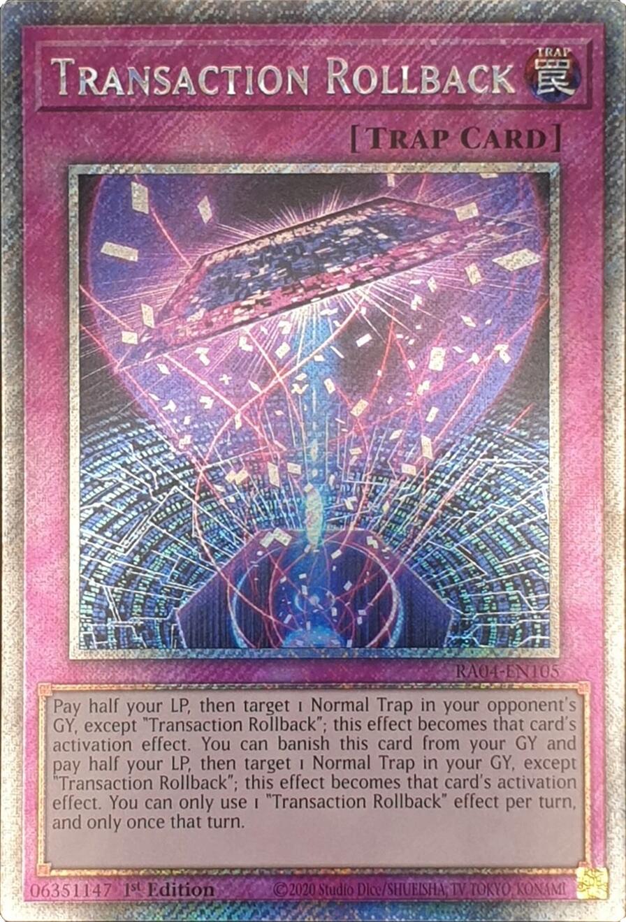 Transaction Rollback [RA04-EN105] Platinum Secret Rare | The Time Vault CA
