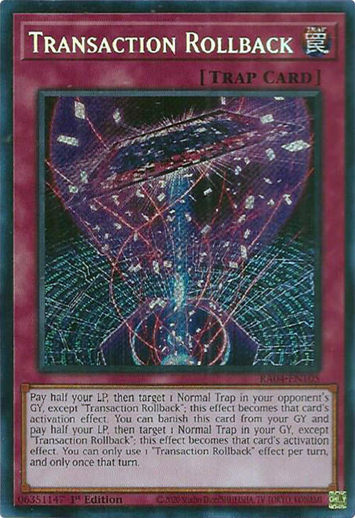 Transaction Rollback [RA04-EN105] Secret Rare | The Time Vault CA