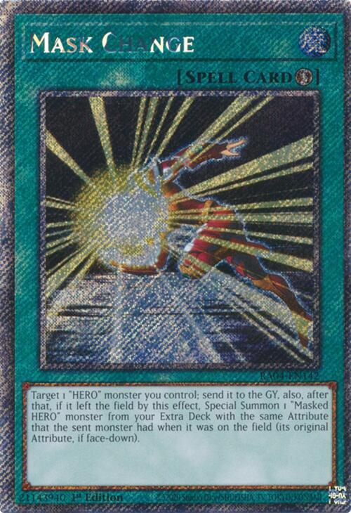Mask Change [RA04-EN142] Platinum Secret Rare | The Time Vault CA