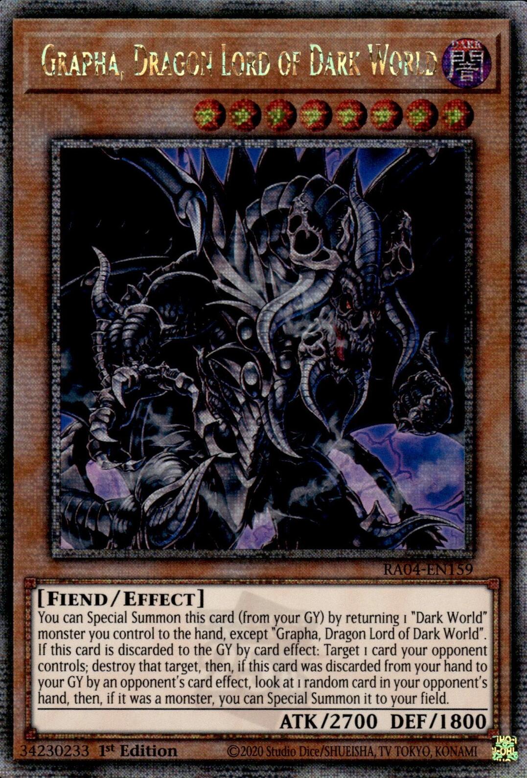 Grapha, Dragon Lord of Dark World [RA04-EN159] Quarter Century Secret Rare | The Time Vault CA