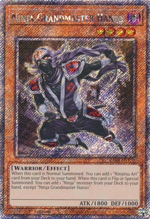 Ninja Grandmaster Hanzo [RA04-EN173] Platinum Secret Rare | The Time Vault CA