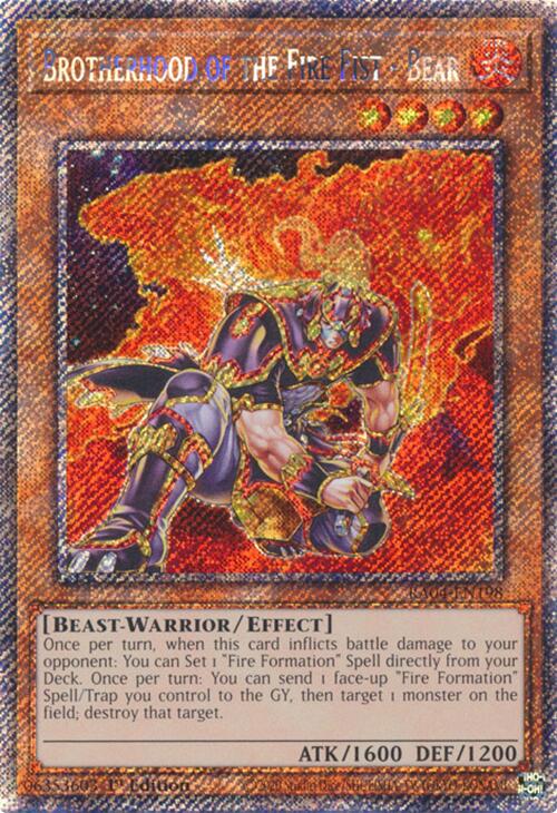Brotherhood of the Fire Fist - Bear [RA04-EN198] Platinum Secret Rare | The Time Vault CA