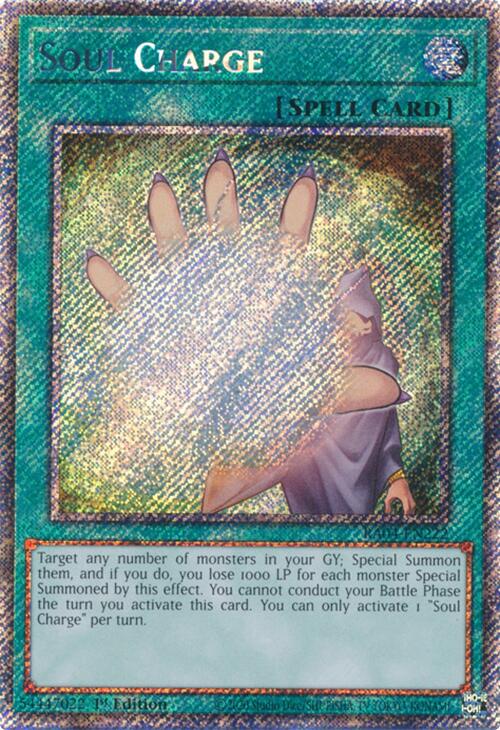 Soul Charge [RA04-EN222] Platinum Secret Rare | The Time Vault CA