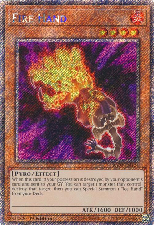 Fire Hand [RA04-EN224] Platinum Secret Rare | The Time Vault CA