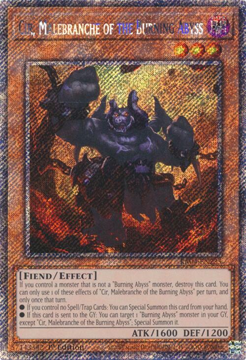 Cir, Malebranche of the Burning Abyss [RA04-EN235] Platinum Secret Rare | The Time Vault CA