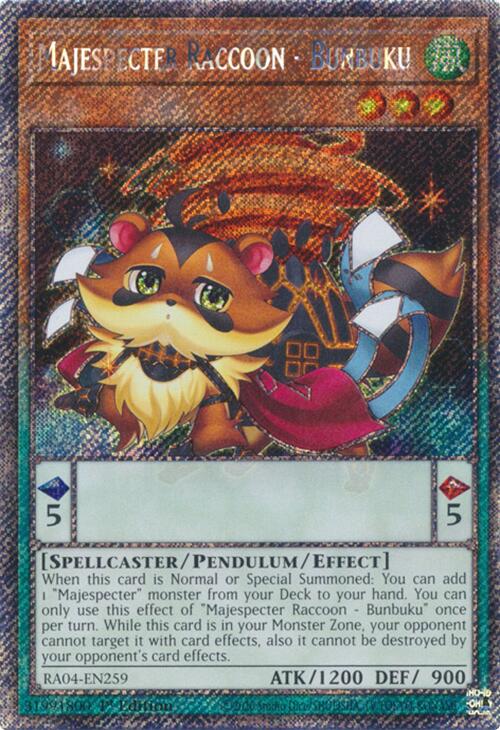 Majespecter Raccoon - Bunbuku [RA04-EN259] Platinum Secret Rare | The Time Vault CA