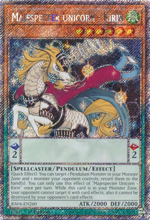 Majespecter Unicorn - Kirin [RA04-EN260] Platinum Secret Rare | The Time Vault CA