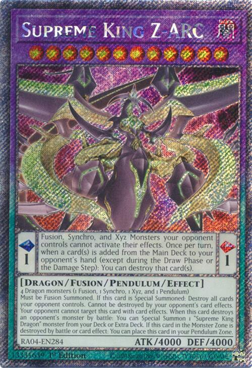 Supreme King Z-ARC [RA04-EN284] Platinum Secret Rare | The Time Vault CA