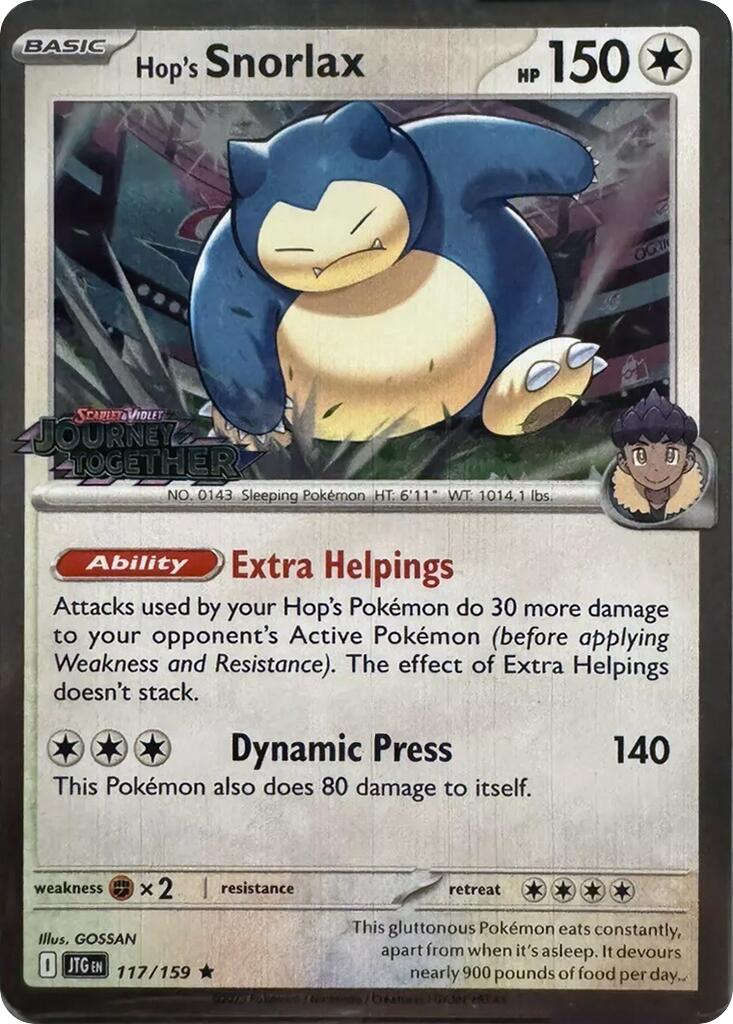 Hop's Snorlax (117/159) (Cosmos Holo) [Scarlet & Violet: Journey Together] | The Time Vault CA