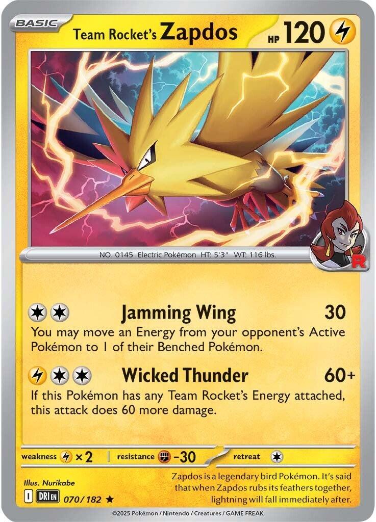 Team Rocket's Zapdos (070/182) [Scarlet & Violet: Destined Rivals] | The Time Vault CA
