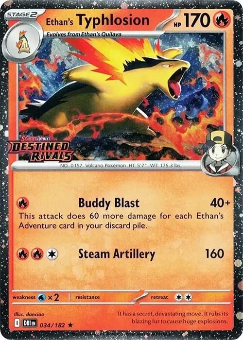 Ethan's Typhlosion (034/182) (Destined Rivals Stamp) [Scarlet & Violet: Destined Rivals] | The Time Vault CA