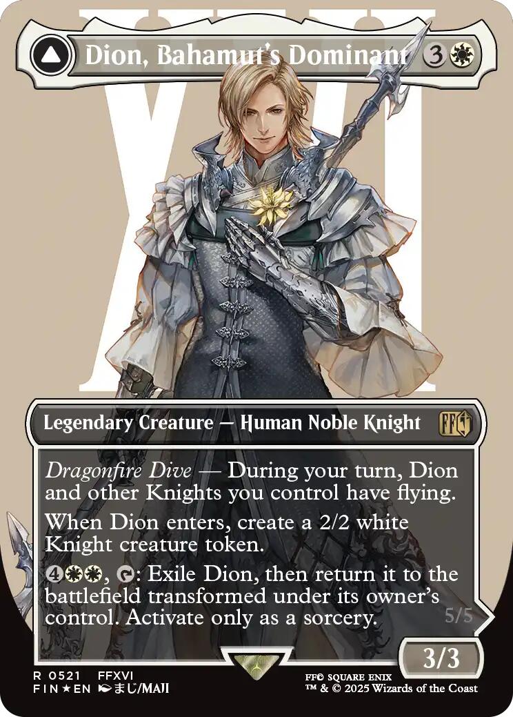 Dion, Bahamut's Dominant // Bahamut, Warden of Light (Borderless) (Surge Foil) [FINAL FANTASY] | The Time Vault CA