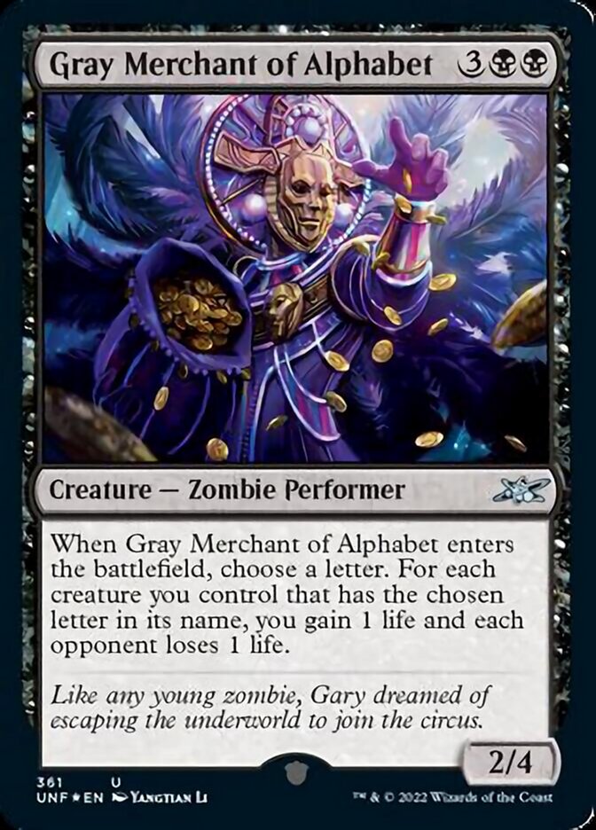 Gray Merchant of Alphabet (Galaxy Foil) [Unfinity] | The Time Vault CA