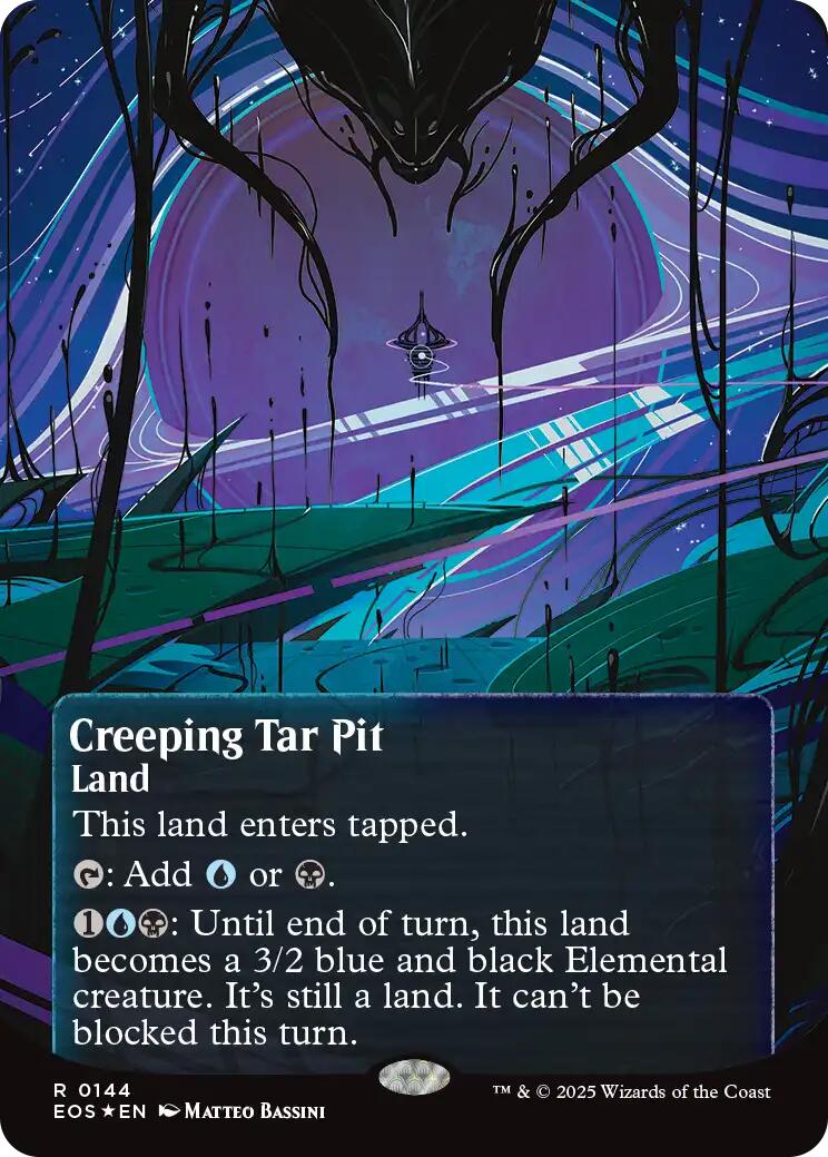Creeping Tar Pit (0144) (Borderless) (Galaxy Foil) [Edge of Eternities: Stellar Sights] | The Time Vault CA