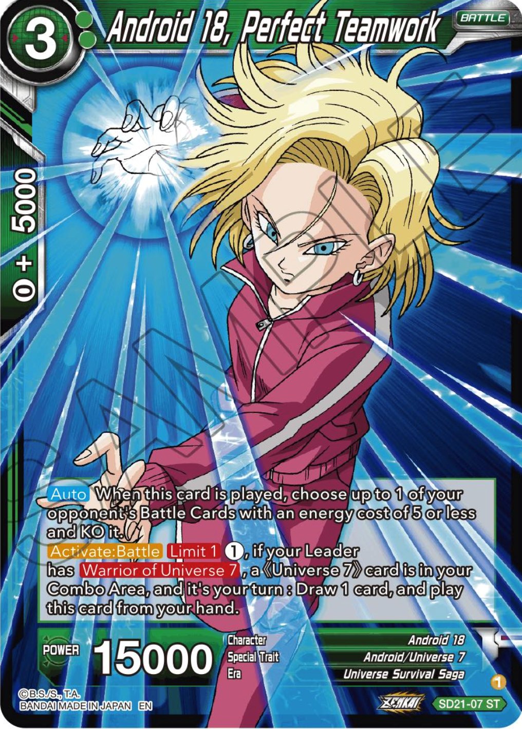 Android 18, Perfect Teamwork (Starter Deck Exclusive) (SD21-07) [Power Absorbed] | The Time Vault CA