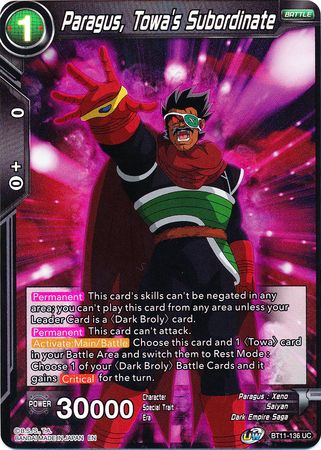 Paragus, Towa's Subordinate (BT11-136) [Vermilion Bloodline 2nd Edition] | The Time Vault CA
