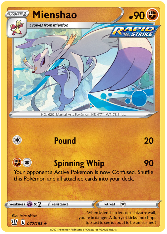 Mienshao (077/163) [Sword & Shield: Battle Styles] | The Time Vault CA