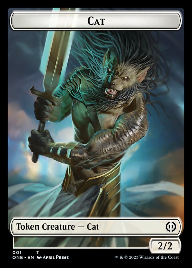 Rebel // Cat Double-Sided Token [Phyrexia: All Will Be One Tokens] | The Time Vault CA