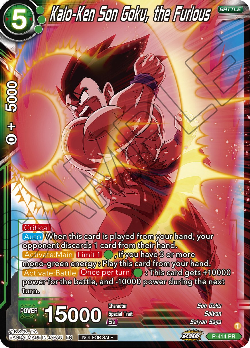 Kaio-Ken Son Goku, the Furious (Zenkai Series Tournament Pack Vol.1) (P-414) [Tournament Promotion Cards] | The Time Vault CA