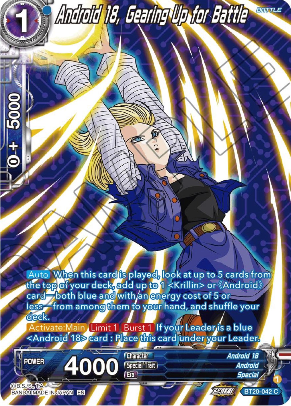 Android 18, Gearing Up for Battle (Silver Foil) (BT20-042) [Power Absorbed] | The Time Vault CA
