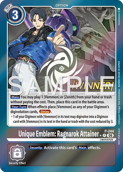 Unique Emblem: Ragnarok Attainer [P-244] (Official Store Tournament 2026 Vol. 3 Winner) [Promotional Cards] | The Time Vault CA
