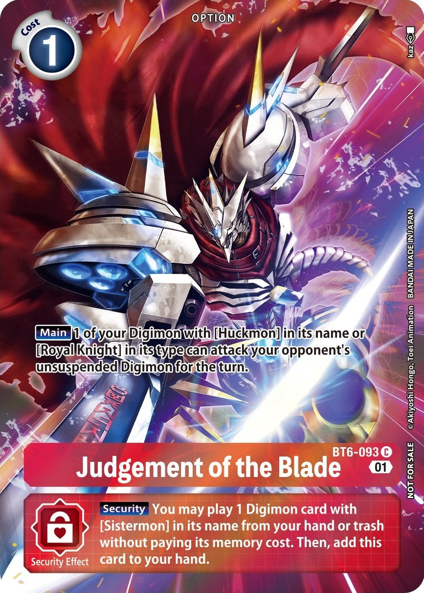 Judgement of the Blade [BT6-093] (Premium Deck Set) [Double Diamond Promos] | The Time Vault CA