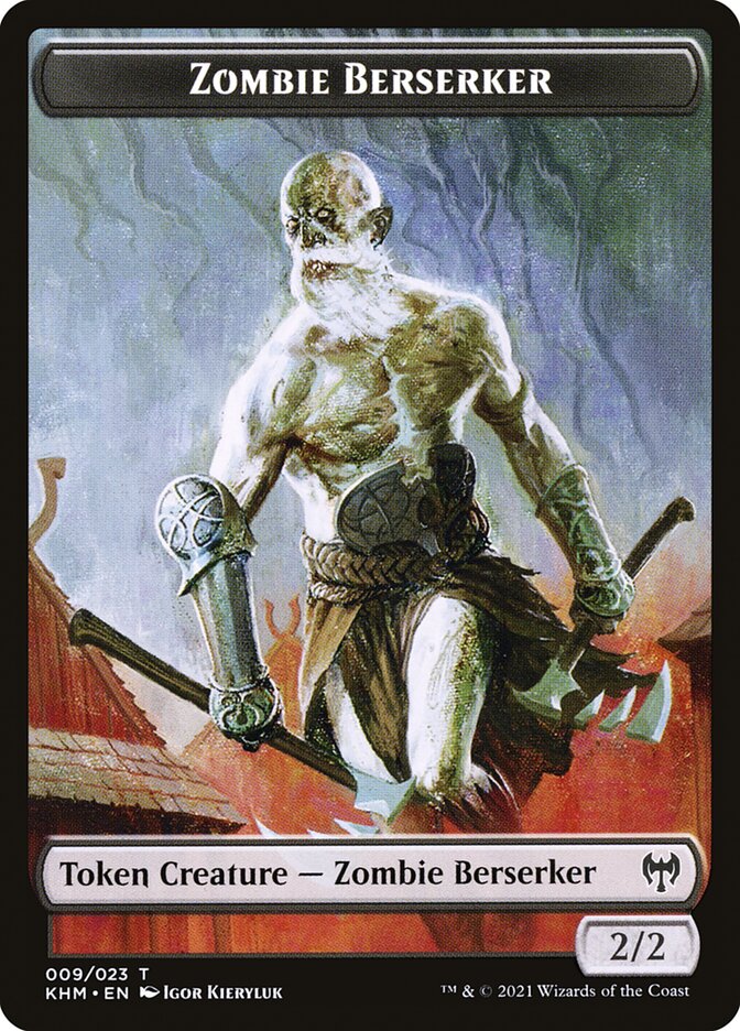 Human Warrior // Zombie Berserker Double-Sided Token [Kaldheim Tokens] | The Time Vault CA