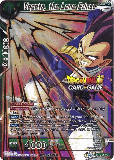 Vegeta, the Lone Prince (Card Game Fest 2022) (BT10-068) [Tournament Promotion Cards] | The Time Vault CA