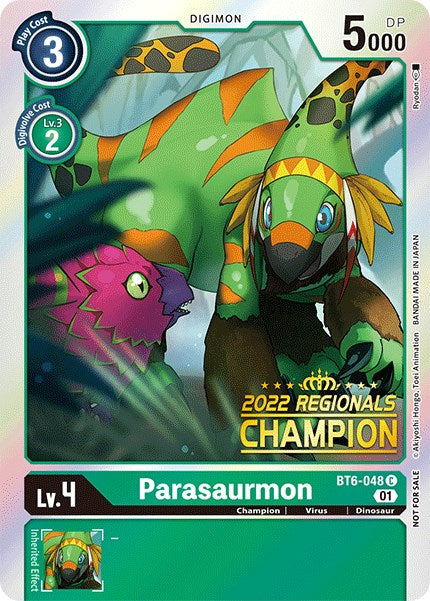 Parasaurmon [BT6-048] (2022 Championship Online Regional) (Online Champion) [Double Diamond Promos] | The Time Vault CA