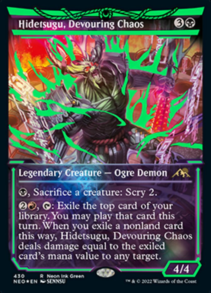 Hidetsugu, Devouring Chaos (Neon Ink Green) [Kamigawa: Neon Dynasty] | The Time Vault CA