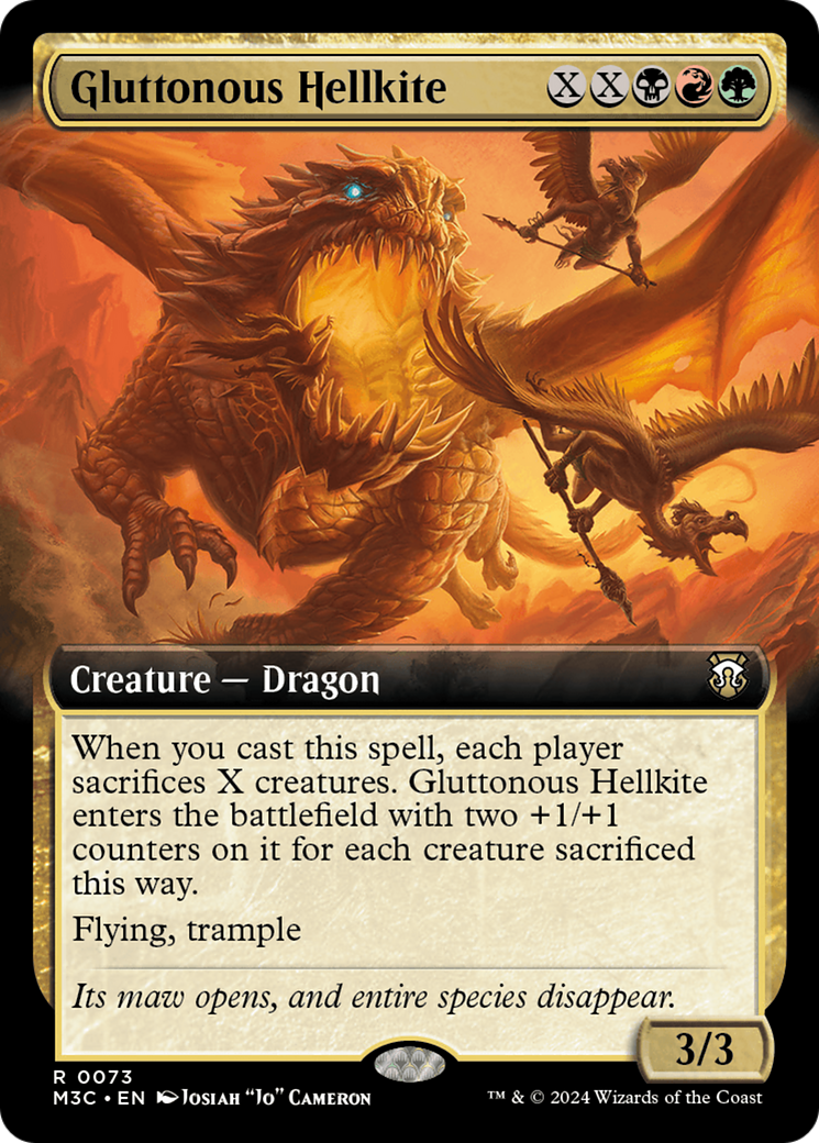 Gluttonous Hellkite (Extended Art) (Ripple Foil) [Modern Horizons 3 Commander] | The Time Vault CA