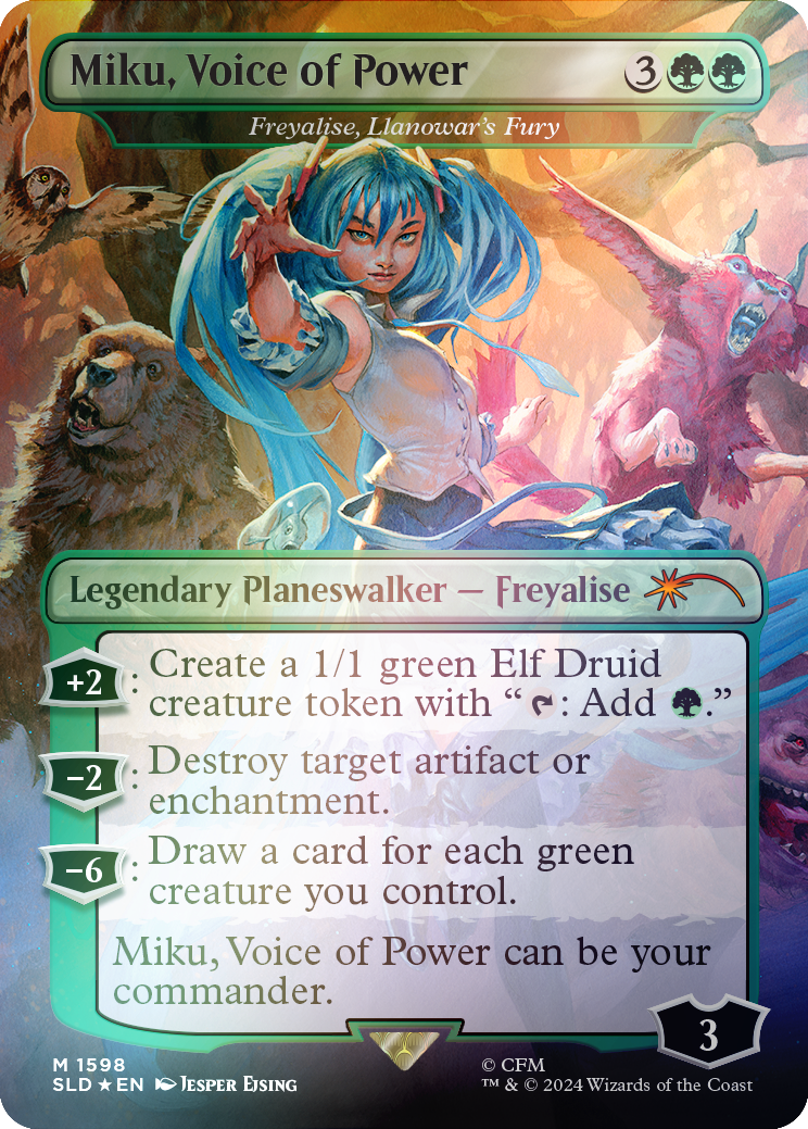 Miku, Voice of Power - Freyalise, Llanowar's Fury (Rainbow Foil) [Secret Lair Drop Series] | The Time Vault CA