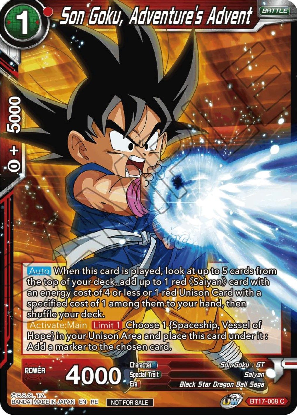 Son Goku, Adventure's Advent (Championship Selection Pack 2023 Vol.1) (BT17-008) [Tournament Promotion Cards] | The Time Vault CA