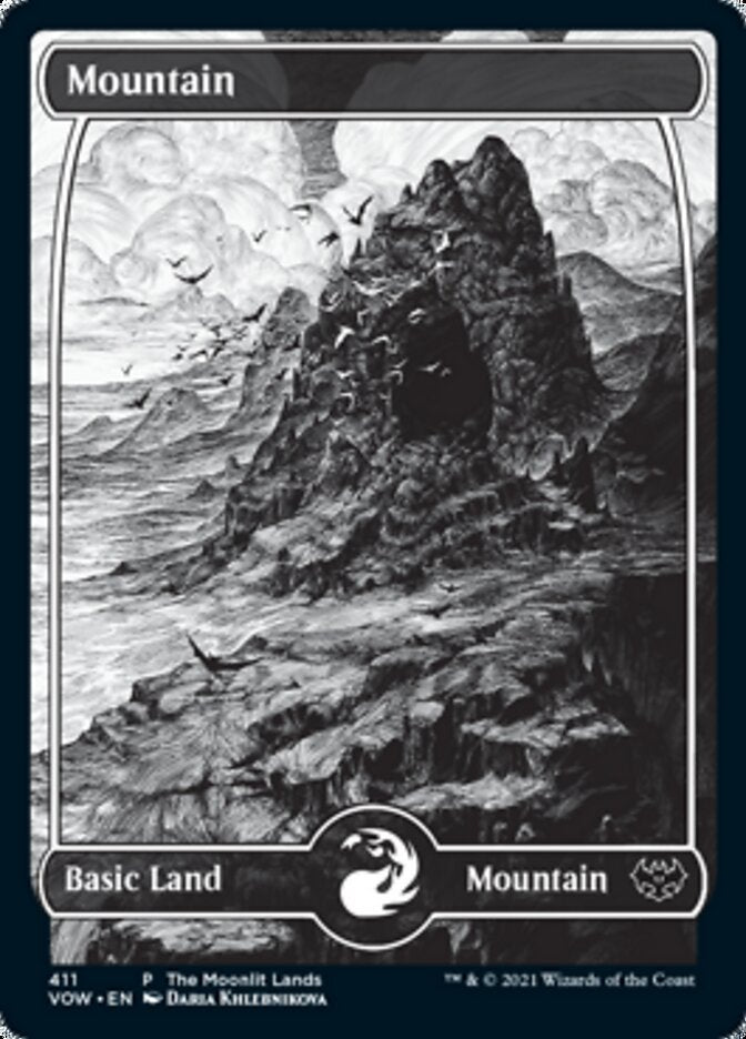 Mountain (The Moonlit Lands) (Foil Etched) [Innistrad: Crimson Vow Promos] | The Time Vault CA