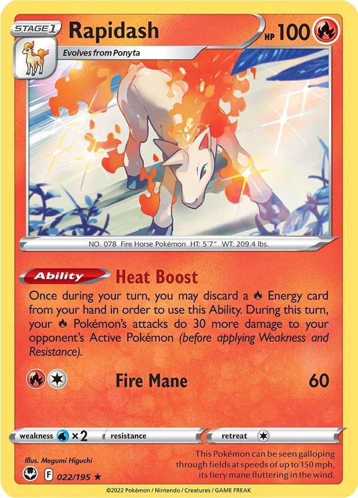 Rapidash (022/195) (Theme Deck Exclusive) [Sword & Shield: Silver Tempest] | The Time Vault CA