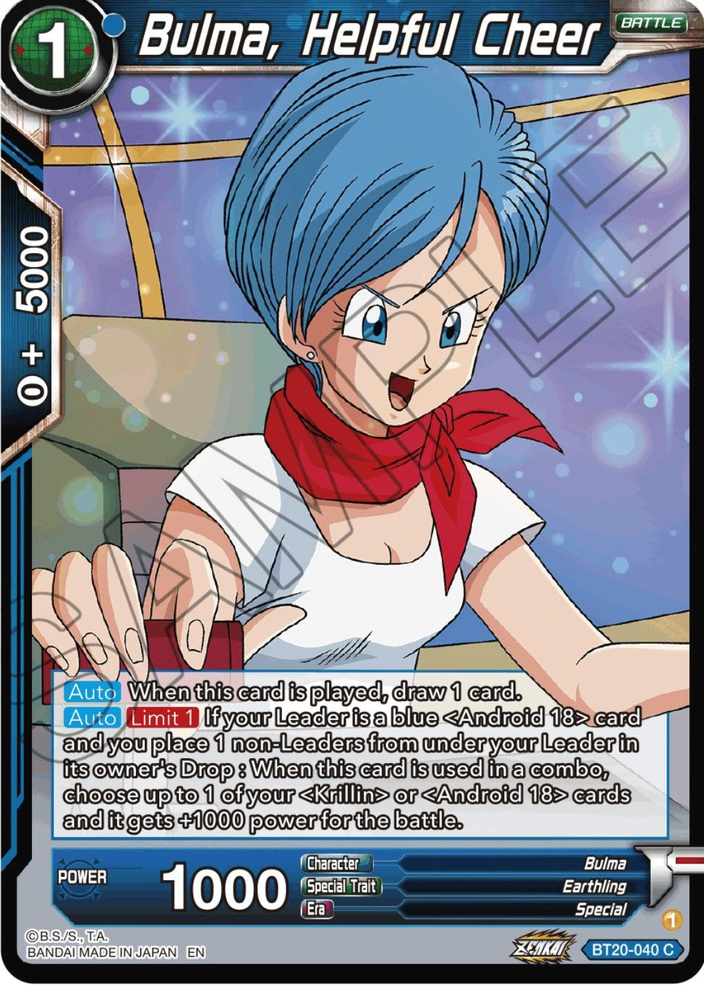 Bulma, Helpful Cheer (BT20-040) [Power Absorbed] | The Time Vault CA